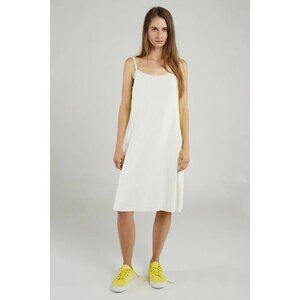 STUDIO RUNDHOLZ White 100% Cotton Voile Knee Length A-Line Slip Dress, Size XS